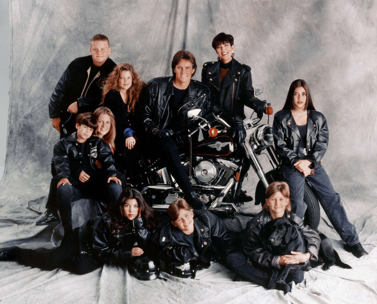 LOS ANGELES - 1993: (clockwise from top left) Burton Jenner, Khloe Kardashian, Bruce Jenner, Kris Jenner, Kim Kardashian, Brandon Jenner, Brody Jenner, Kourtney Kardashian, Robert Kardashian, Jr. and Cassandra Jenner of the celebrity Jenner and Kardashian families featured in the TV show 'Keeping Up With The Kardashians' pose for a family portrait in 1993 in Los Angeles, California .