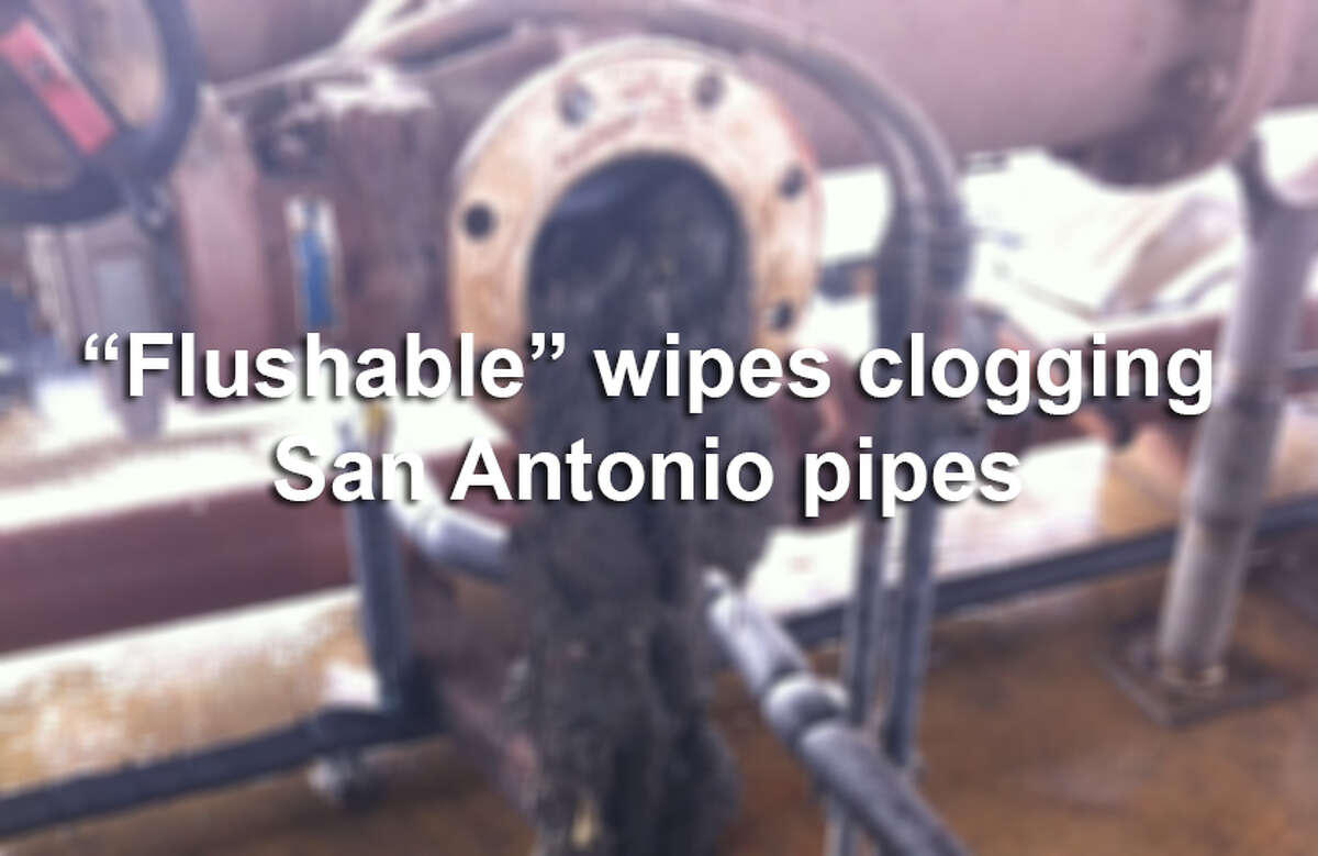 These wipes are advertised as "flushable," but photos provided by SAWS show that they are a big, nasty problem in San Antonio.