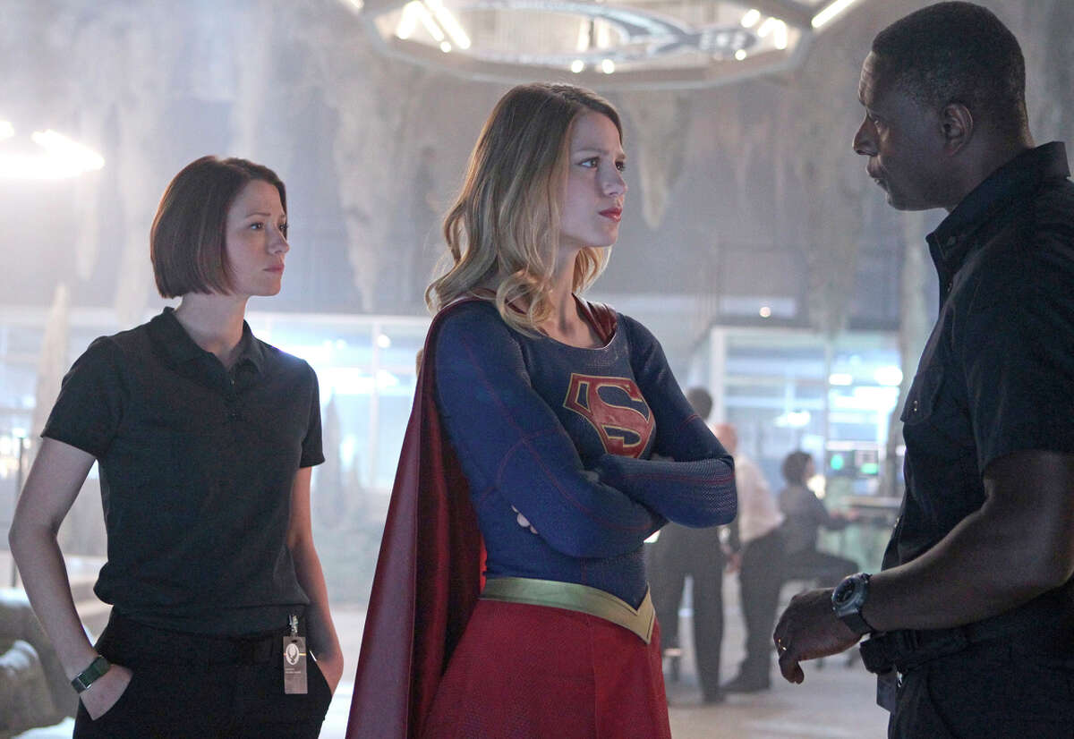 Melissa Benoist plays the title role in the new CBS series “Supergirl” alongside Chyler Leigh, as her older foster sister, Alex, and David Harewood.