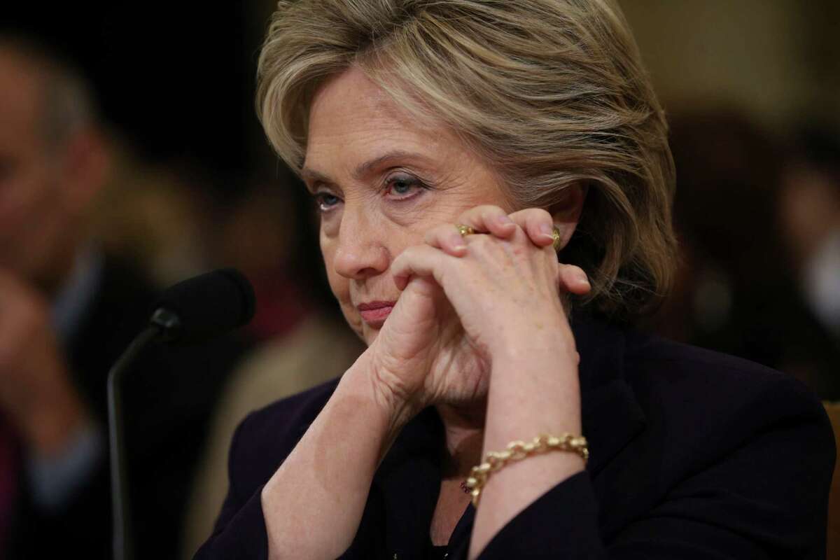 Former Secretary of State Hillary Rodham Clinton while testifying before the House Select Committee on Benghazi on Capitol Hill, in Washington, Oct. 22, 2015. Clinton confronted Republican critics on the committee Thursday with a challenge to âreach for statesmanshipâ in their long-running inquiry into the 2012 attacks that killed four Americans. (Doug Mills/The New York Times)