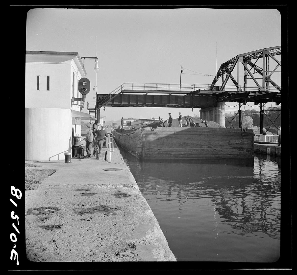 Barge in Lock Eleven. Erie Canal, near Amsterdam, New York, 1941