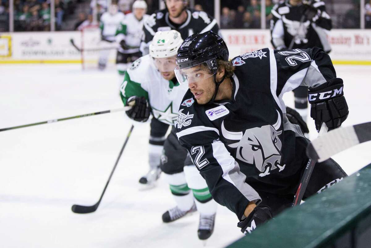Zach Redmond of the San Antonio Rampage in action during an American Hockey League preseason game against the Texas Stars in cedar Park in 2015.