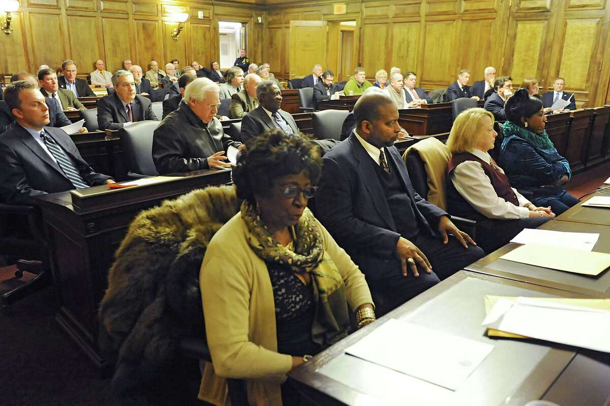 Members of the Albany County Legislature attend a meeting at the Albany County Courthouse on Monday, Jan. 6, 2014 in Albany, N.Y. (Lori Van Buren / Times Union) ORG XMIT: MER2014010621341701