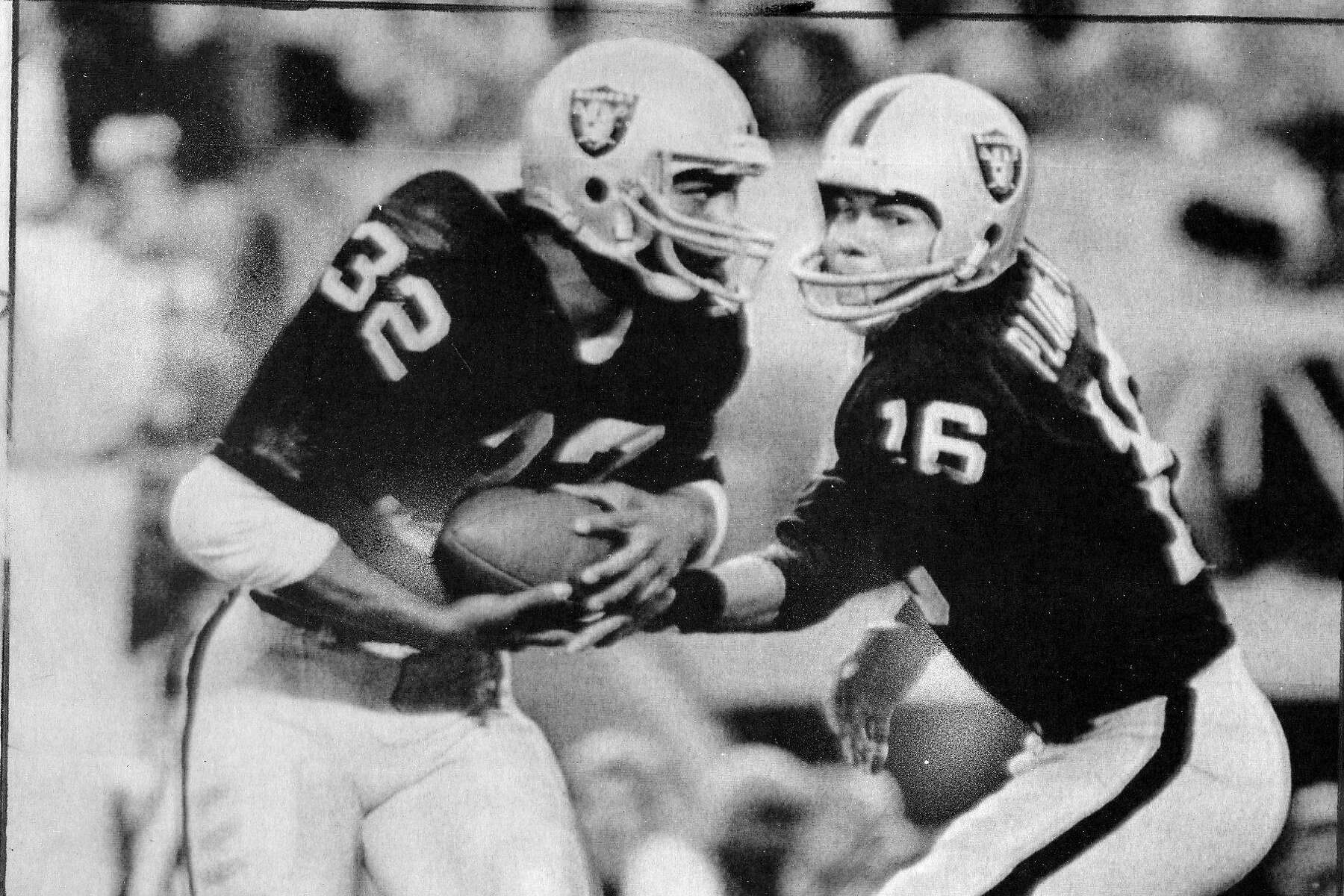 : Marcus Allen and Jim Plunkett Los Angeles Raiders