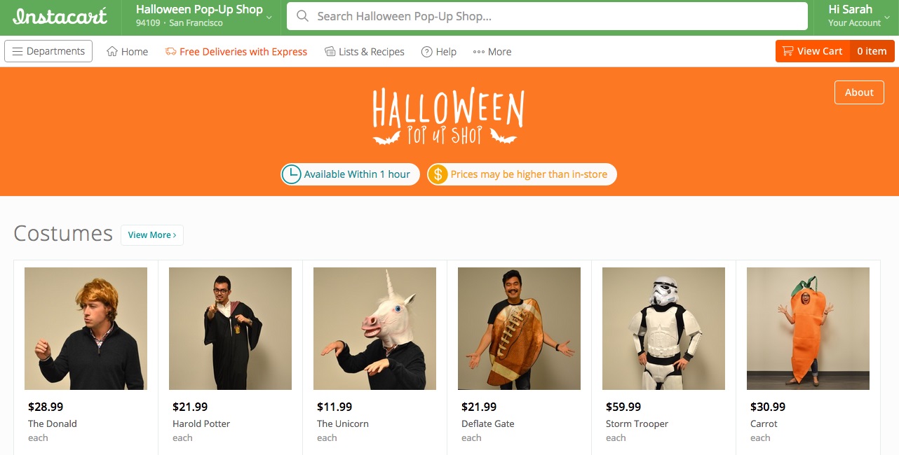 Instacart delivers lastminute Halloween costumes