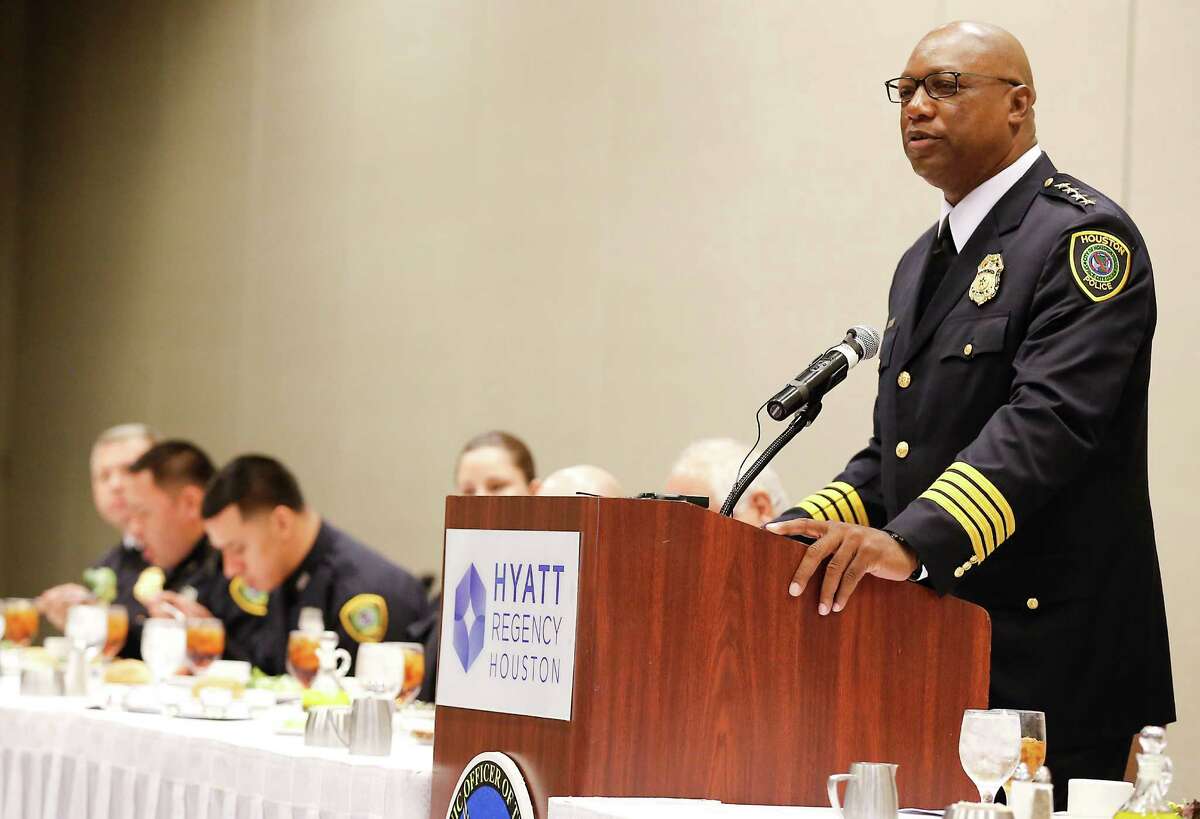 Chief of Police Charles A. McClelland Jr. speaks at the 35th annual Houston Hispanic Officer of the Year Luncheon at the Hyatt Regency in Houston, TX on Friday, October 16, 2015. (For the Chronicle: Thomas B. Shea)