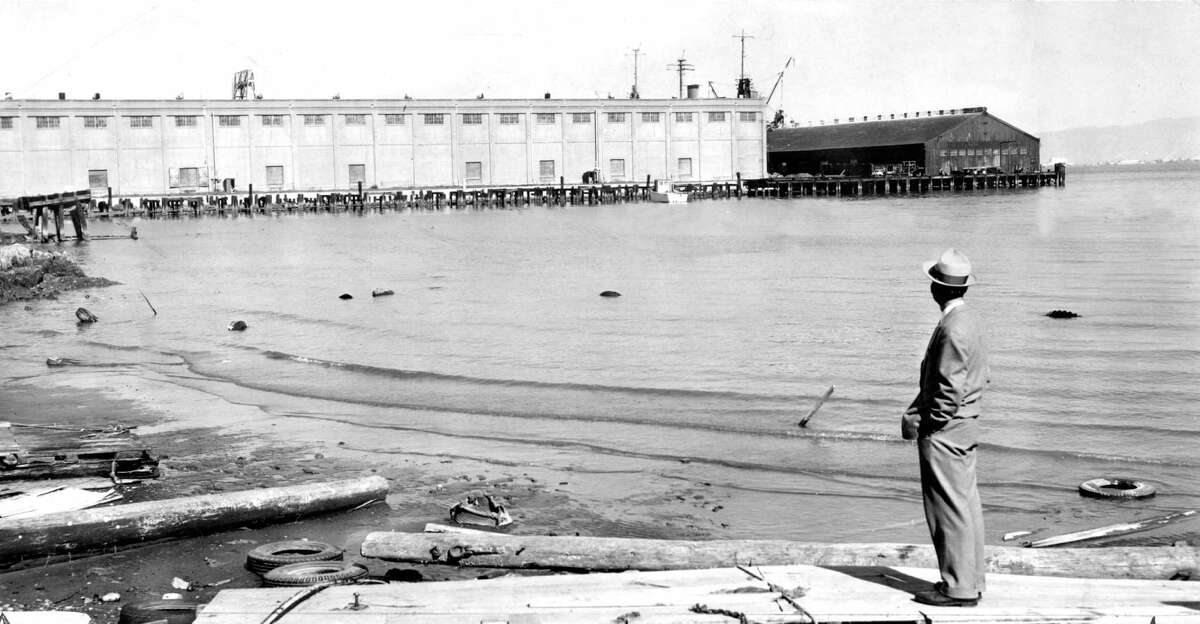 Pier 72 on the San Francisco Bay tidelands in 1955, during a time of heavy development.