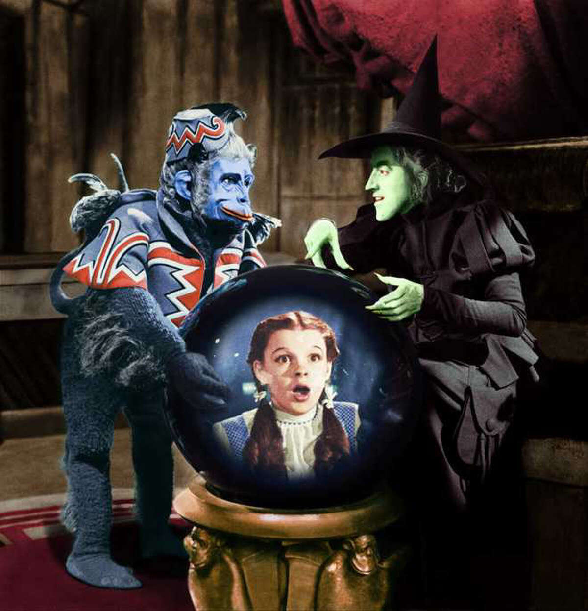 Flying Monkey, Dorothy (Judy Garland) and the Wicked Witch of the West (Margaret Hamilton).
