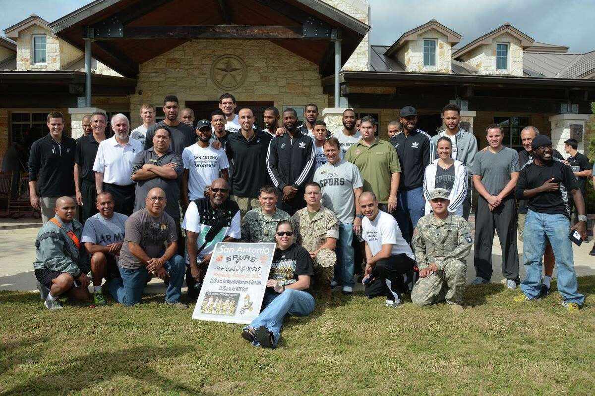 The heart of the Spurs family shined through last week as the entire team quietly paid a visit to the Wounded Warriors Family Support Center at Brooke Army Medical Center last week for lunch, conversation and basketball.