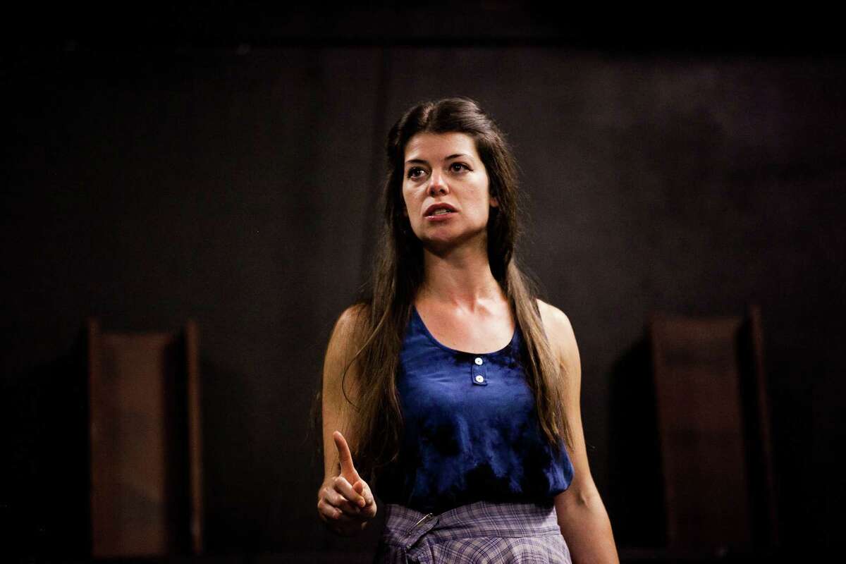 Georgette Lockwood, who plays the title role in “Medea,” rehearses in advance of the Classic Theatre production.