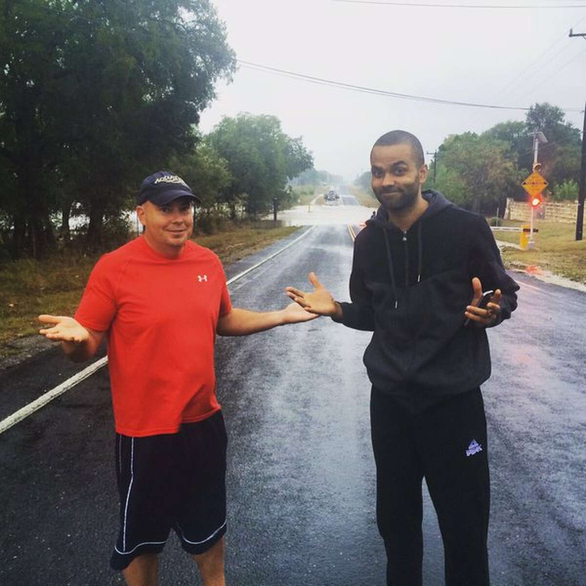 If you were barricaded by flood waters caused by the downpour throughout Central Texas Friday morning, you weren’t the only one – so was Tony Parker.