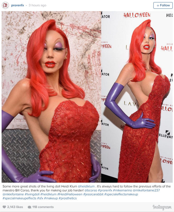 Heidi Klum's Jessica Rabbit Halloween Transformation