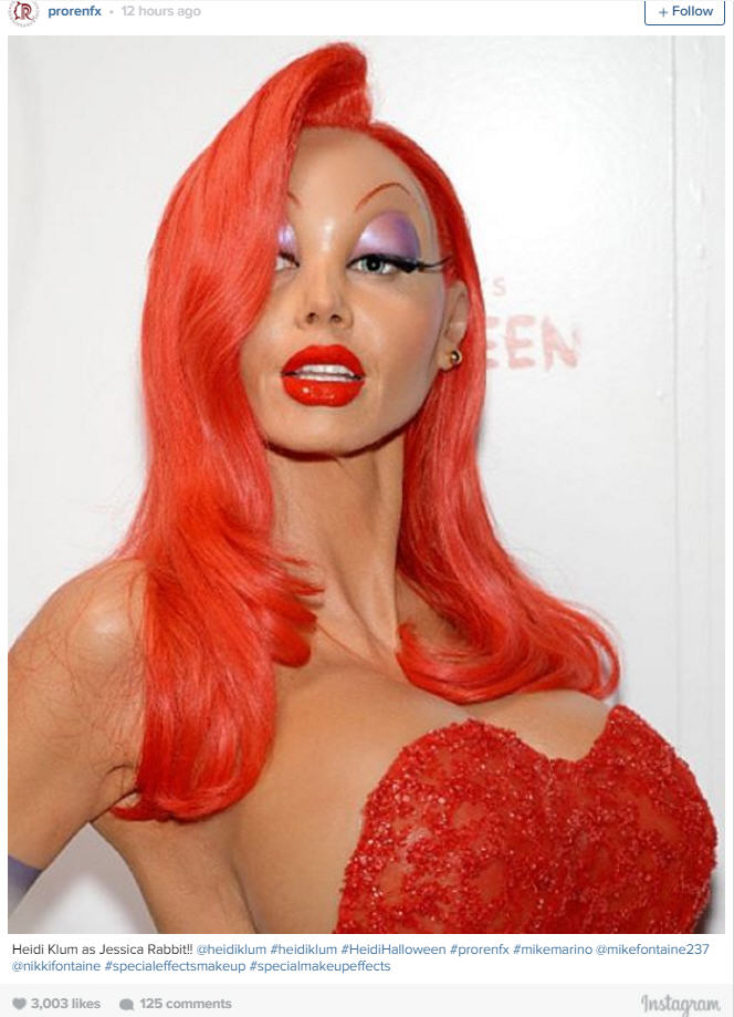 Heidi Klum's amazing Jessica Rabbit costume took nine hours, prosthetic  make-up and a luxury fashion designer, The Independent