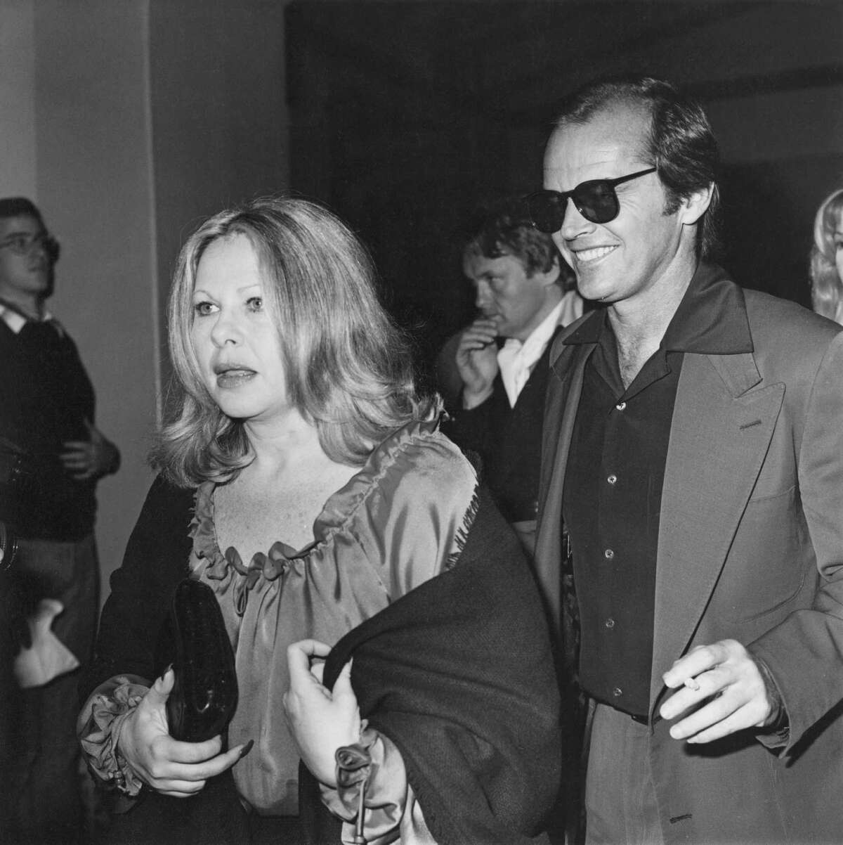 Hollywood talent agent Sue Mengers and actor Jack Nicholson, whom she represented, attend a screening of “Black Sunday” in 1977.