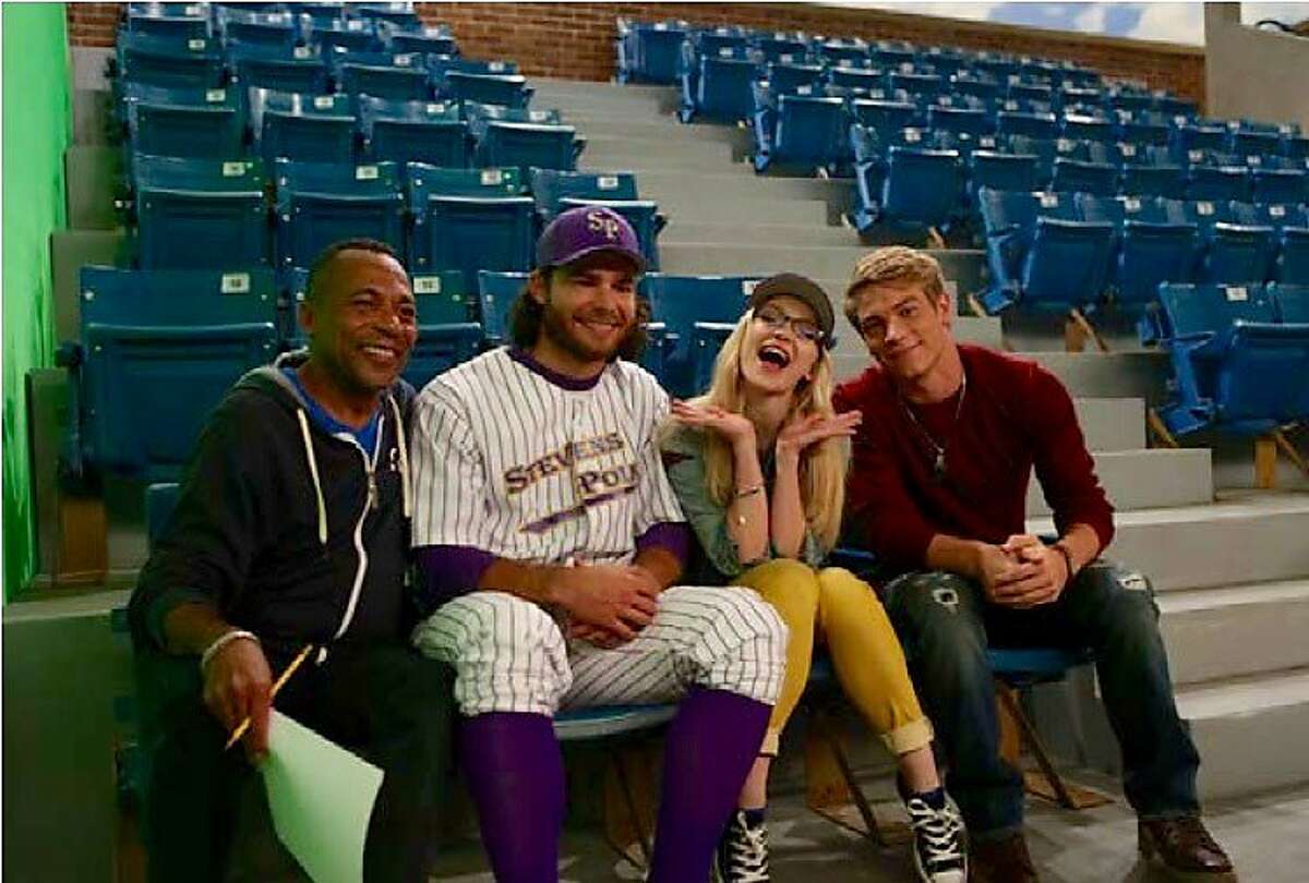 Giants shortstop Brandon Crawford on the set of “Liv and Maddie."