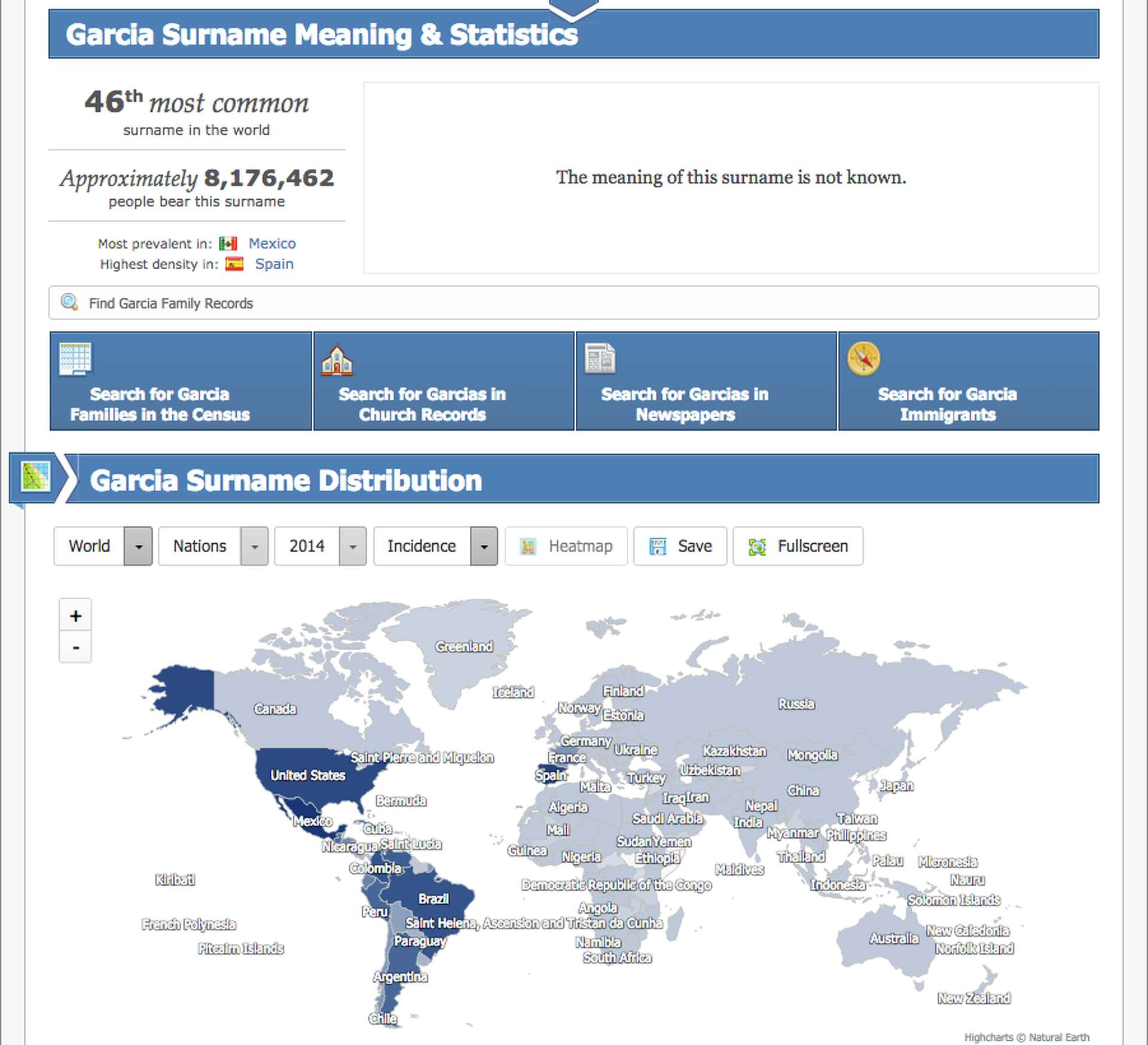 This site will tell you how common your surname is worldwide