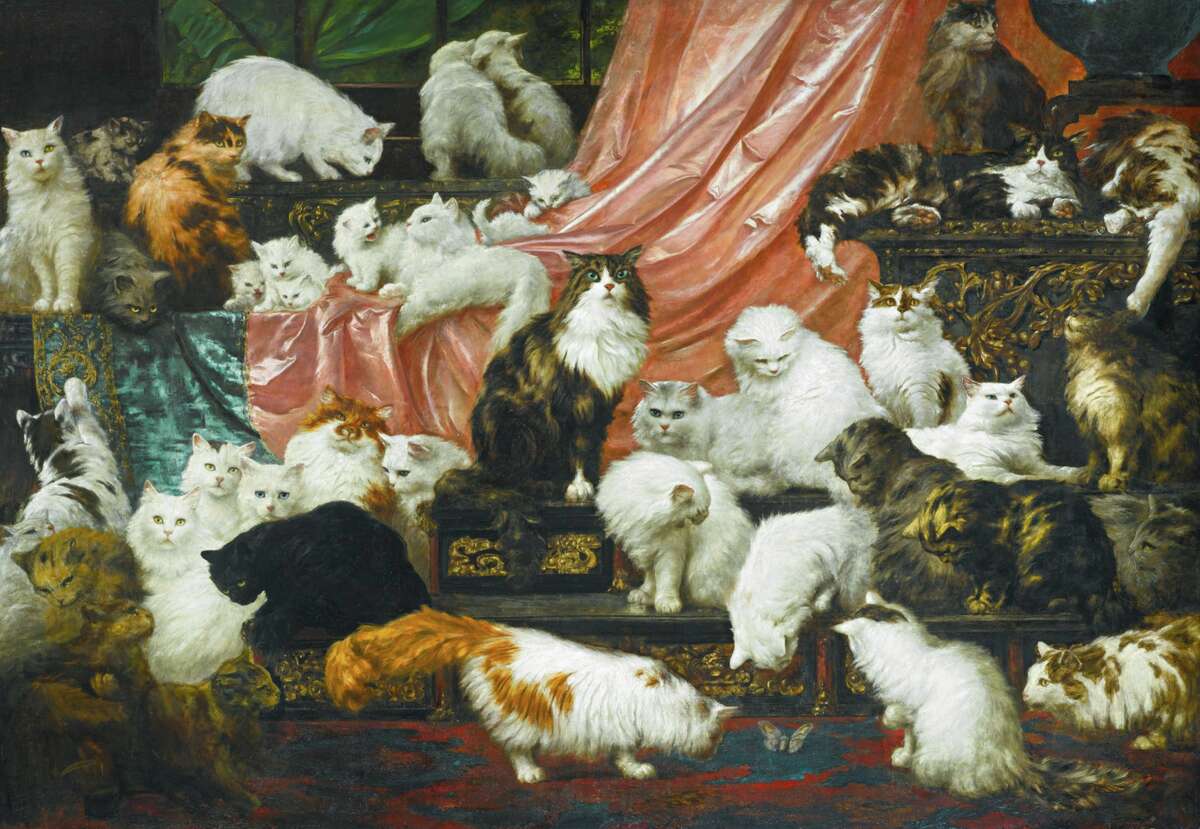 'My Wife's Lovers' by Carl Kahler, an 1893 painting of the cats of San Francisco resident Kate Birdsall Johnson.