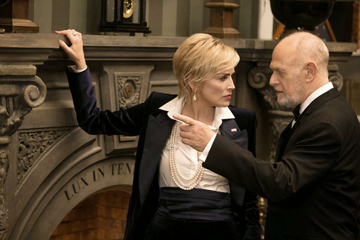 Sharon Stone plays the vice president in “Agent X.” Co-star Gerald McRaney knows where the bodies are buried.