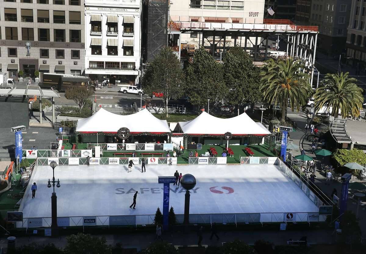 The ice skating rink on Union Square opens for the holiday season in San Francisco, Calif. on Wednesday, Nov. 4, 2015.