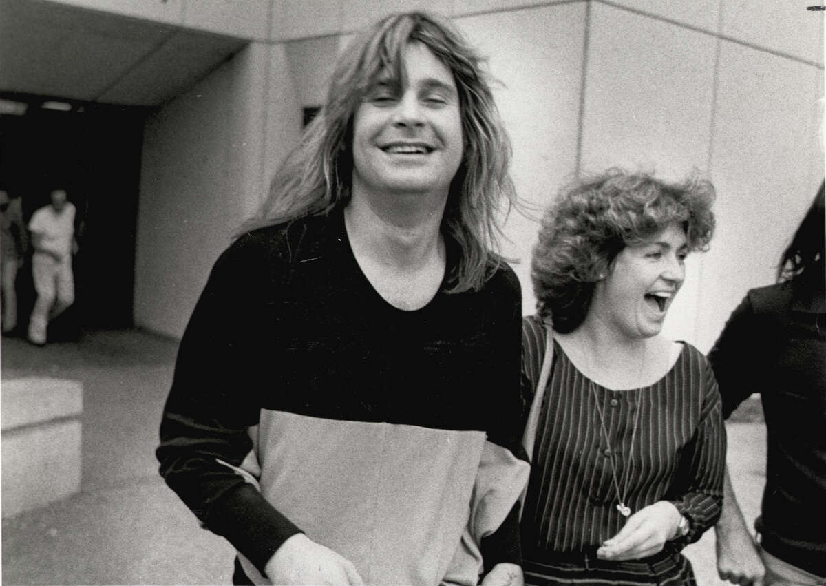 Ozzy Osbourne and his manager, Sharon Arden (now his wife), leave the Bexar County Adult Detention Center on Feb. 19, 1982, after he was arrested for urinating on the Alamo Cenotaph.