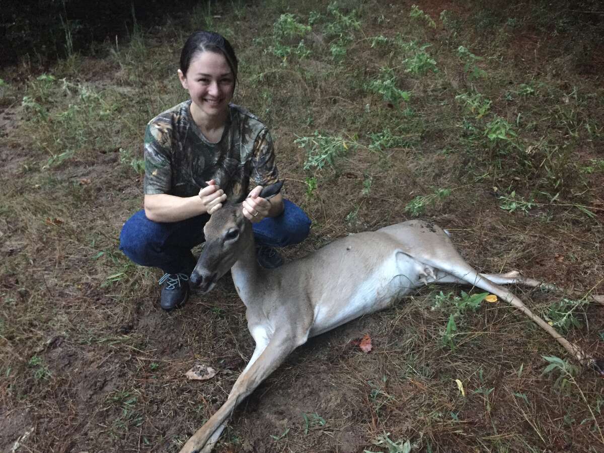 Megan Joplin, out with her dad Mike bagged her first deer on the second trip out to Green Pines Ranch in Woodville, TX. Photo from: Michael Joplin