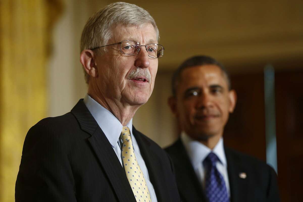 President Barack Obama listens as National Institutes of Health (NIH) Director Francis S. Collins speaks about the BRAIN (Brain Research through Advancing Innovative Neurotechnologies) Initiative, Tuesday, April 2, 2013, in the East Room at the White House in Washington. (AP Photo/Charles Dharapak)