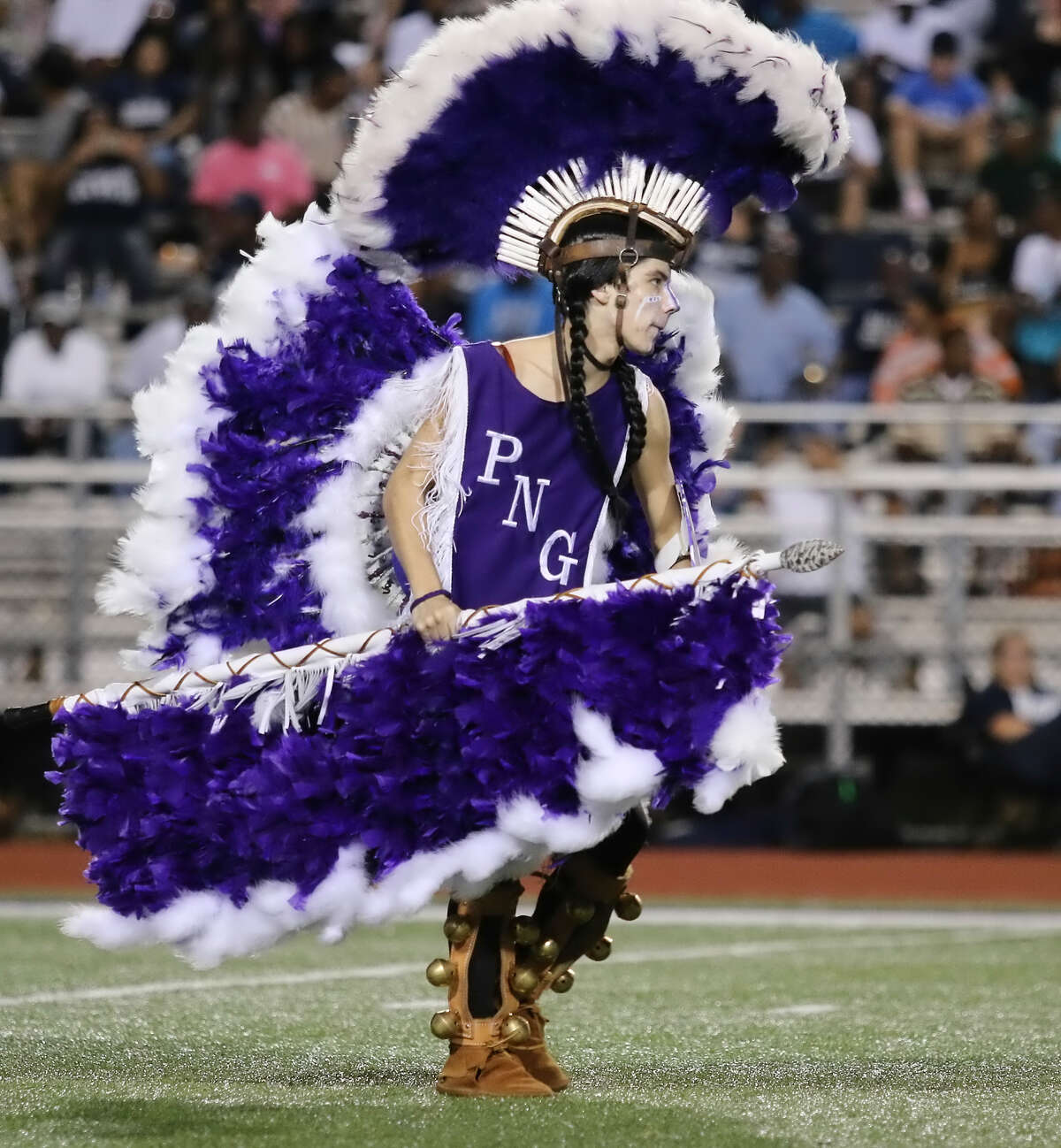 The Indian Spirit performs during halftime of game between the Port Neches-Groves Indians and the West Orange-Stark Mustangs at The Reservation, Friday, September 4, 2015. Photo provided by Kyle Ezell