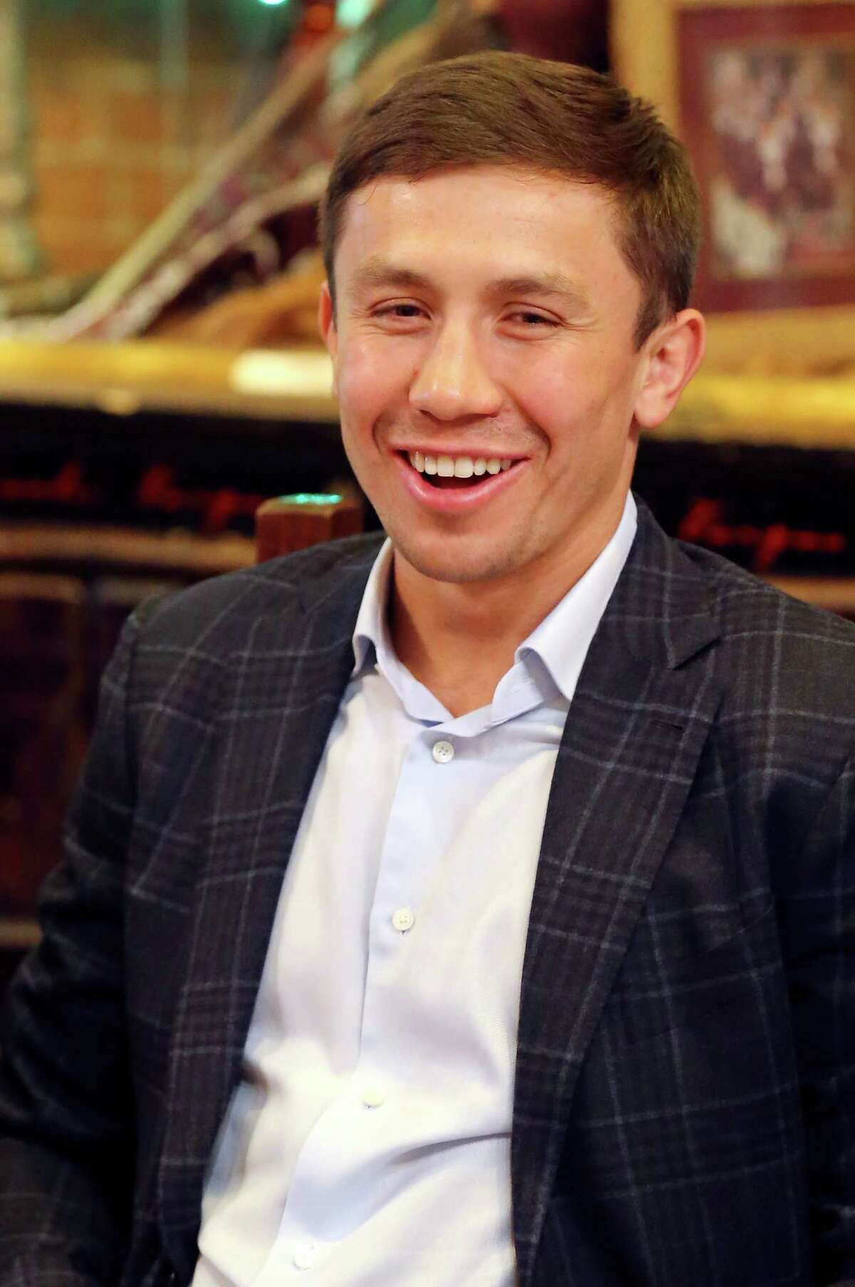 Boxer Gennady Golovkin jokes while answering questions from the media Monday Nov. 9, 2015 at Mi Tierra Cafe Y Panaderia.