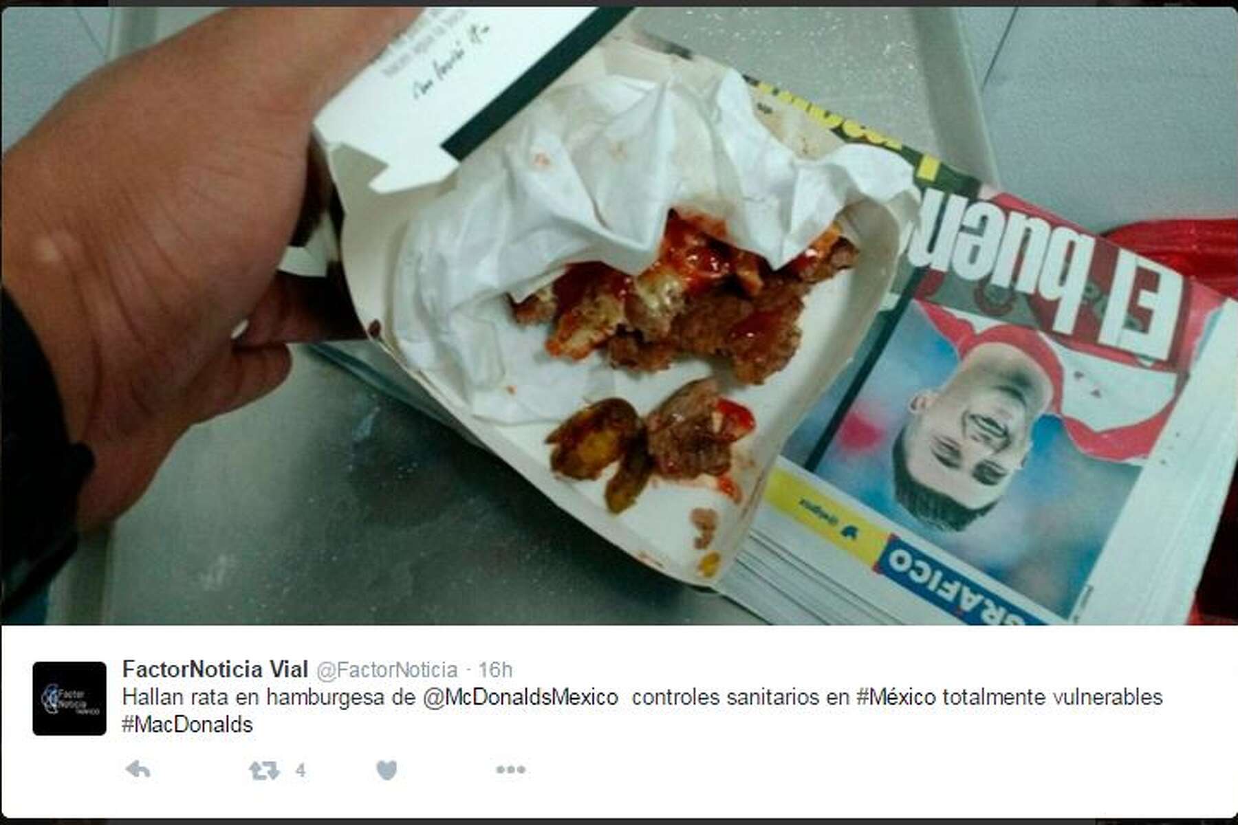 Photo of rat head in McDonald's burger forces closure of restaurant by  Mexican authorities