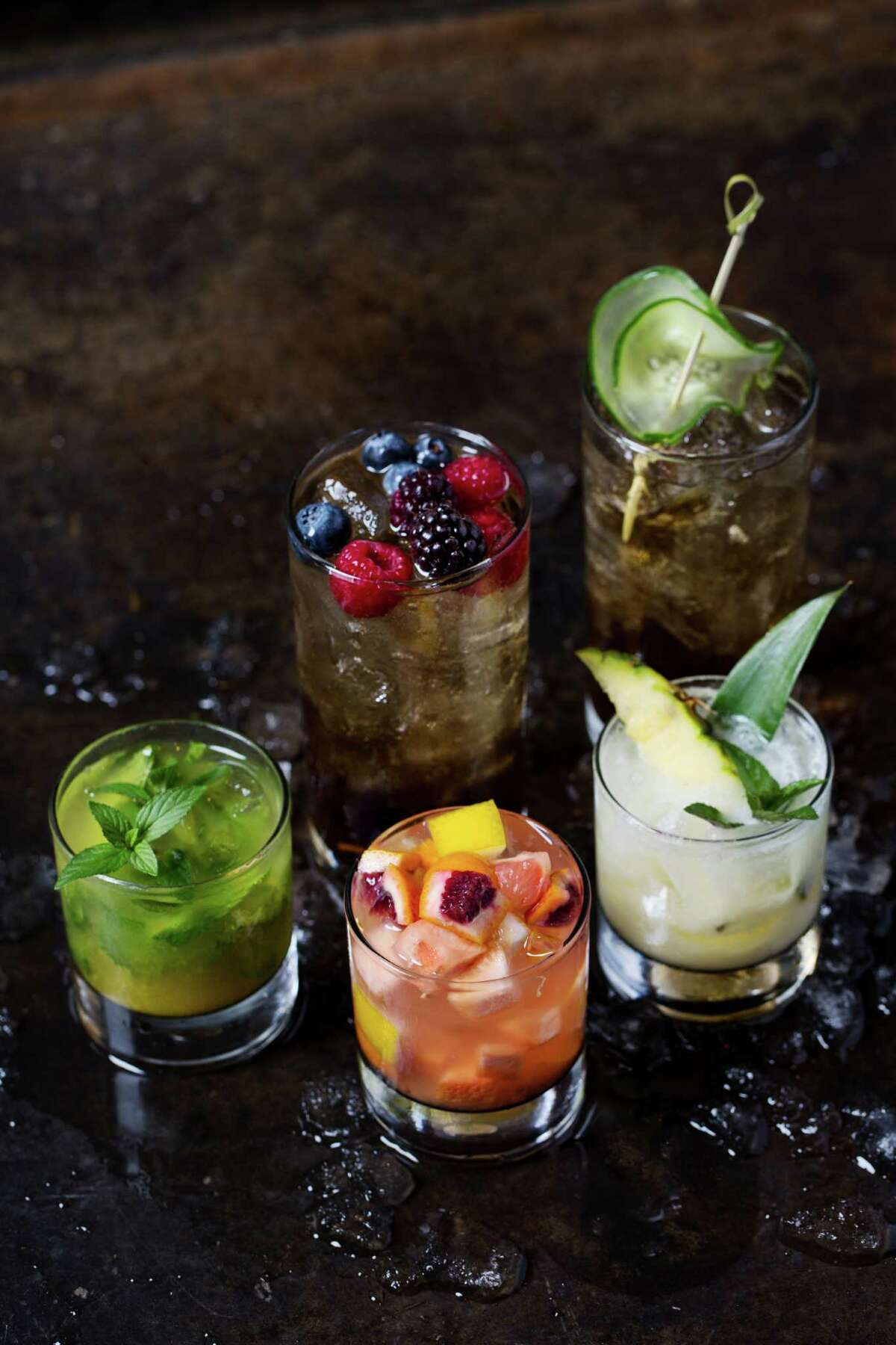 A variety of cocktails served at the Tuck Room, the bar and gastro lounge at the new iPic Theaters Houston at River Oaks District, 4444 Westheimer.