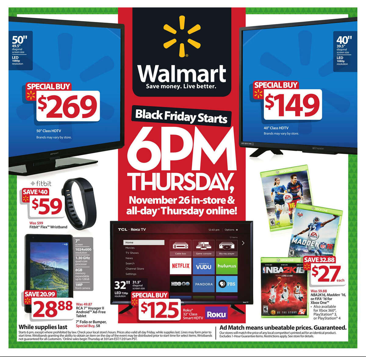 Walmart Black Friday 2015 newspaper sales circular