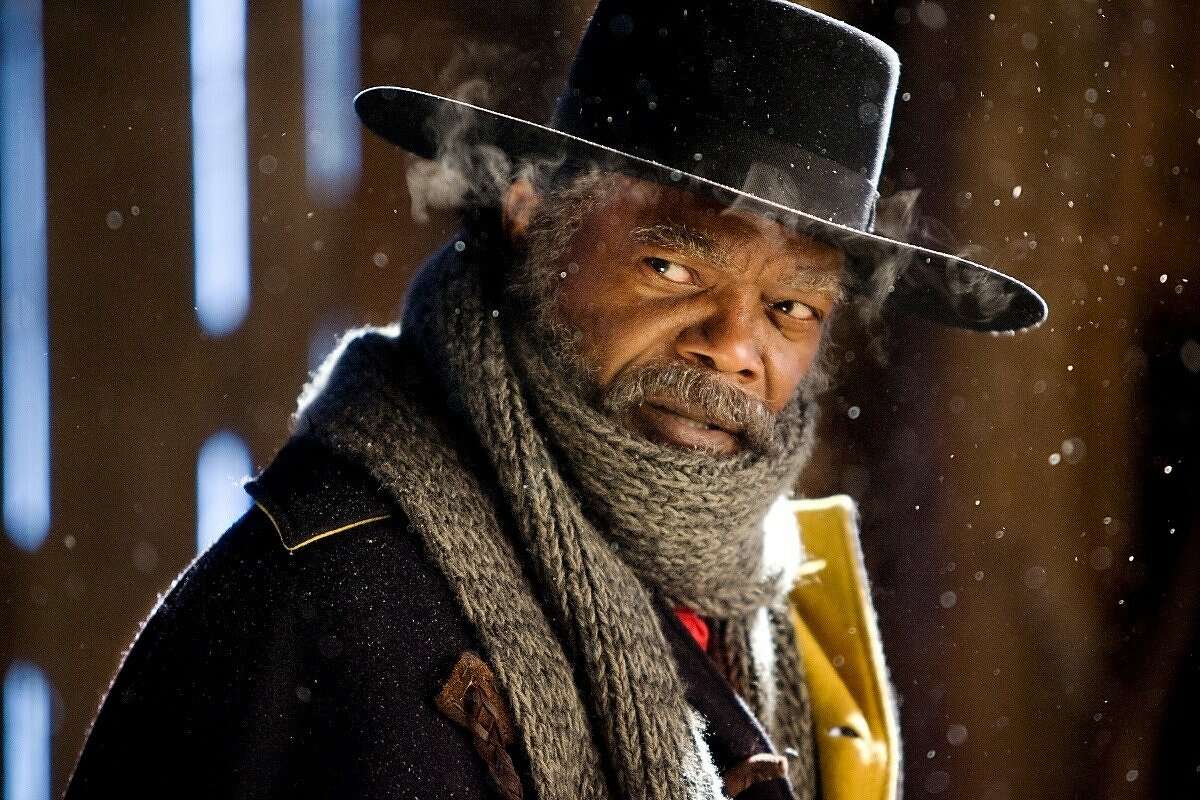 Samuel L. Jackson in "The Hateful 8," a holiday movie for 2015.