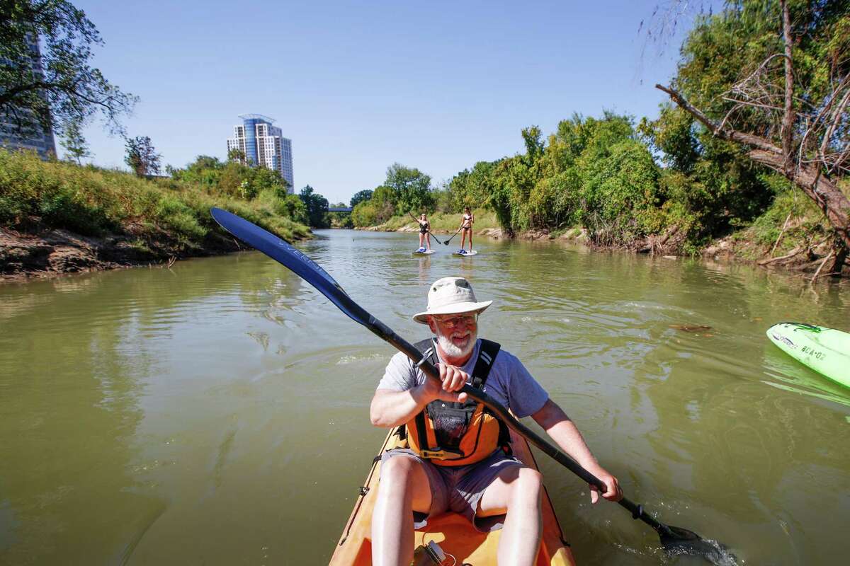 Bayou City Adventures tour guide Bruce Bodson checks out one of the new paddling routes on Buffalo Bayou, which originates at Lost Lake.