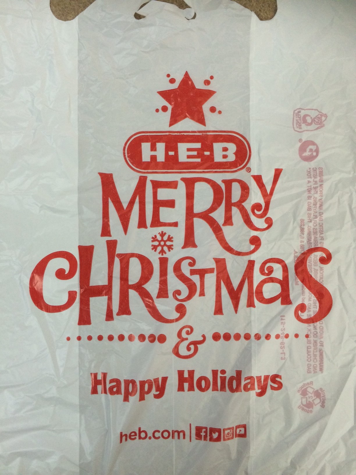 HEB using 'Merry Christmas' grocery bags this year