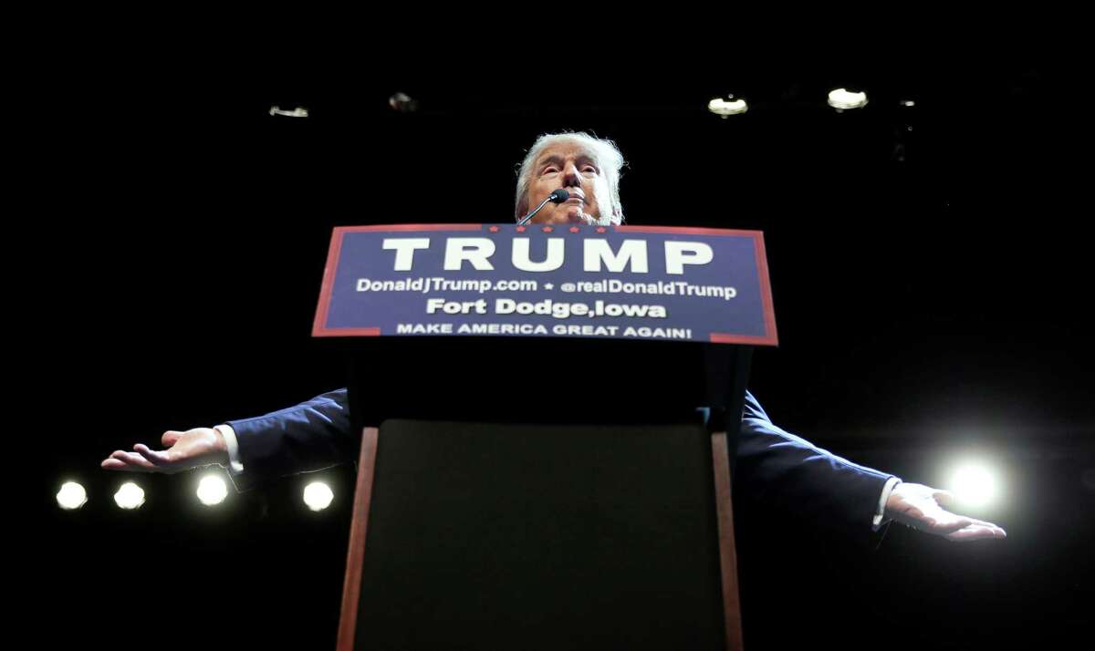 Republican presidential candidate Donald Trump speaks during a rally at Iowa Central Community College, Thursday, Nov. 12, 2015, in Fort Dodge, Iowa. (AP Photo/Charlie Neibergall)
