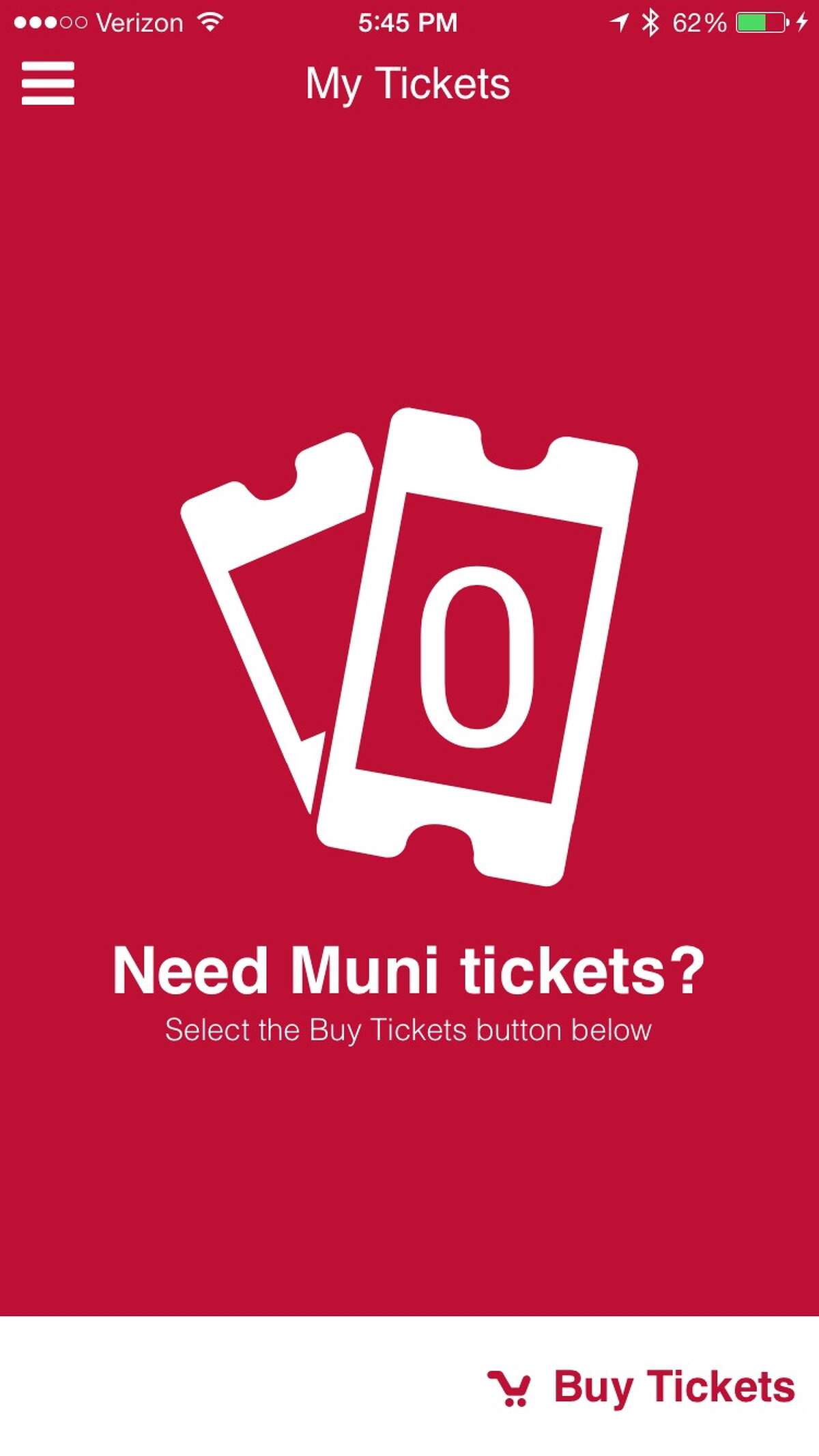 A screen grab of the Muni app.