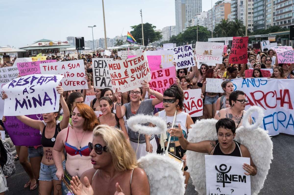 Women in Brazil take part in the "Slutwalk". The president of the Brazilian Chamber of Deputies, Eduardo Cunha, an influential right wing politician, is at the center of maneuvers to impeach Brazilian President Dilma Rousseff.