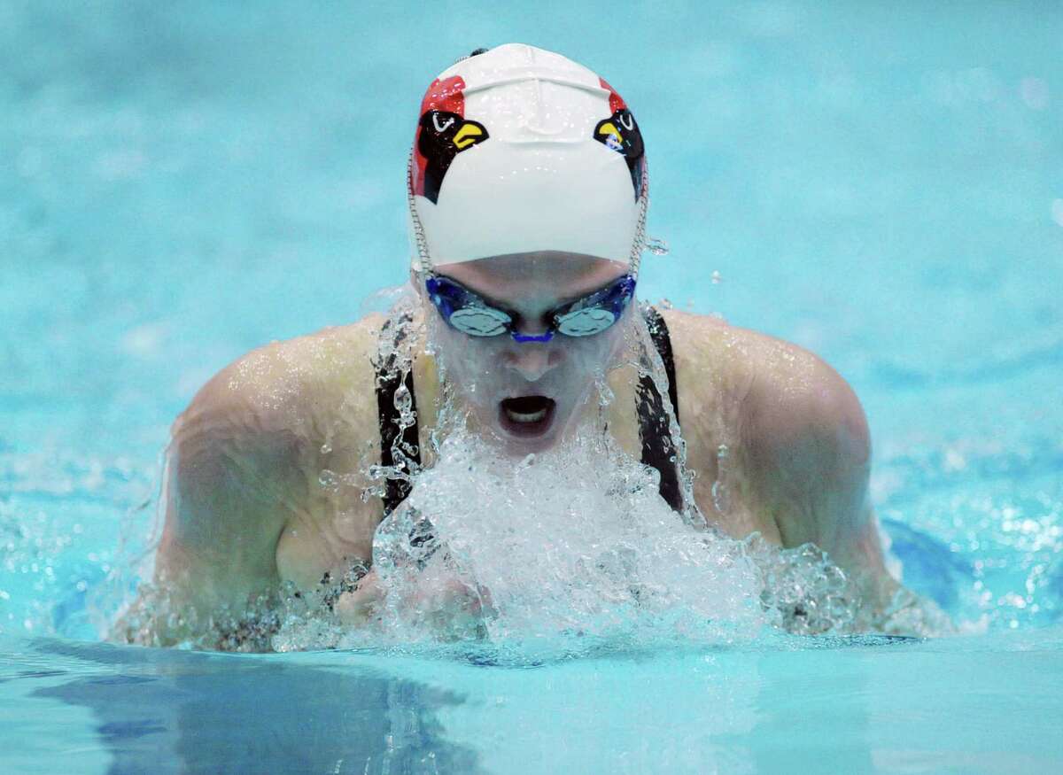 Kelly Montesi of Greenwich competes in the 200 IM event that she placed second in during the CIAC Class LL Swimming Championship at Southern Connecticut State University, New Haven, Conn., Tuesday, Nov. 17, 2015.