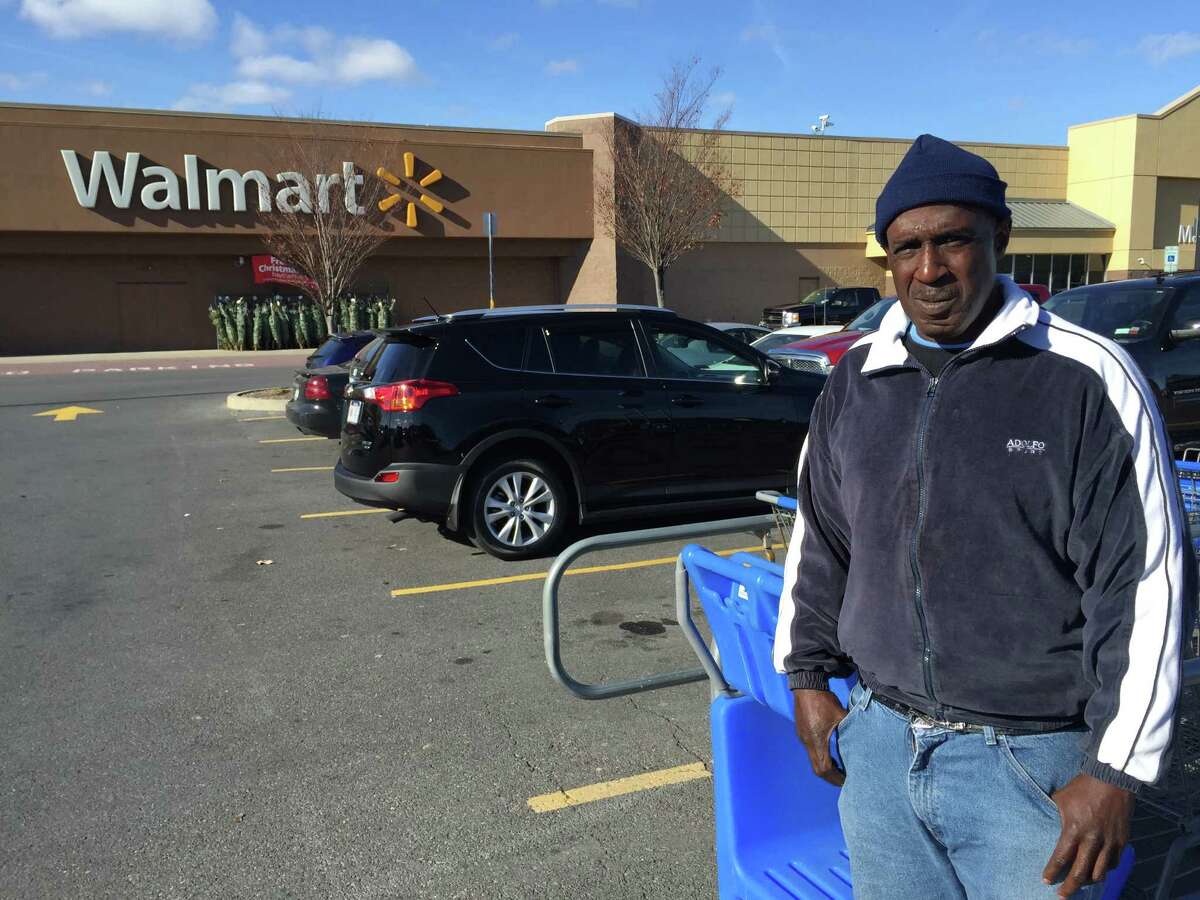 Thomas Smith, 52, of Albany, an ex-convict who was formerly homeless, was fired from his $9-an-hour job gathering shopping carts at the Walmart Supercenter in East Greenbush after he redeemed $5.10 worth of discarded empty cans and bottles. (Paul Grondahl / Times Union)