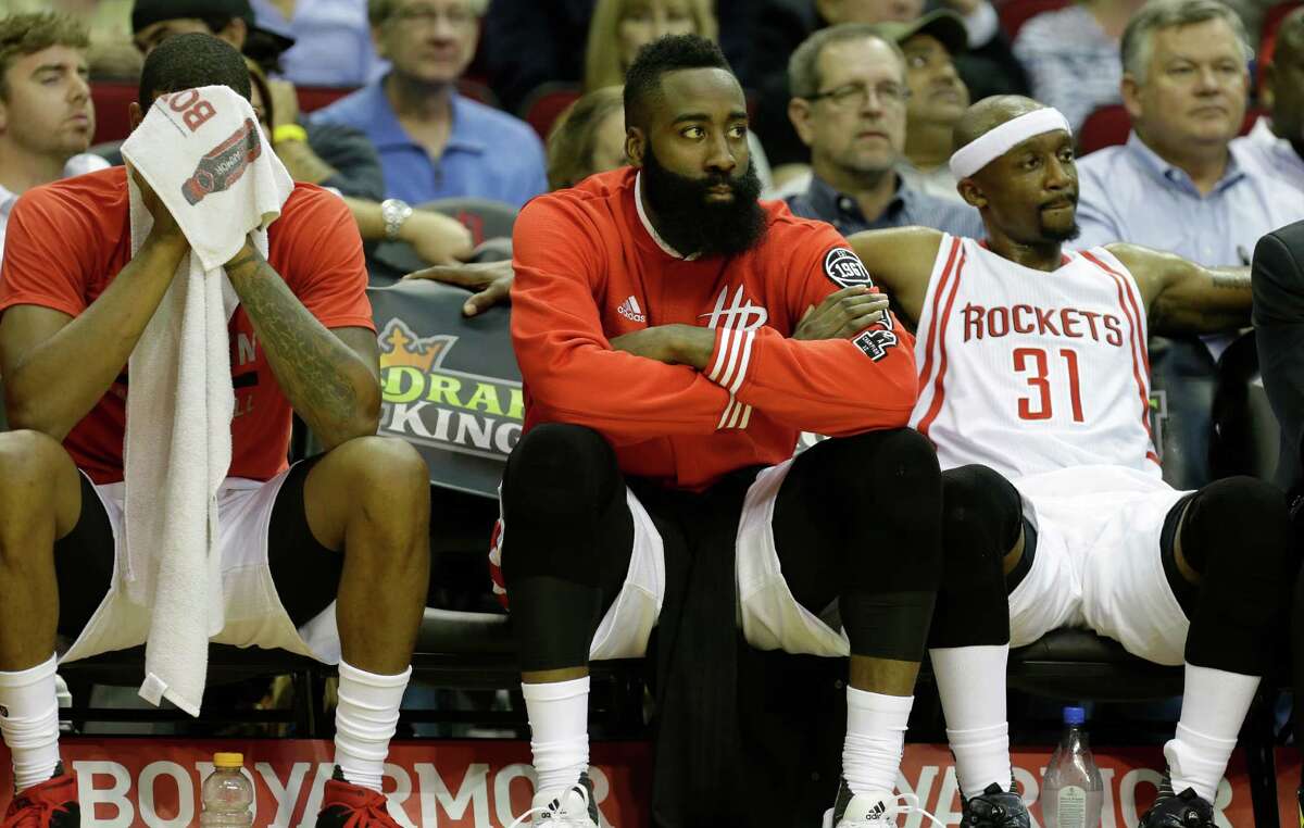 While Jason Terry, right, has become a vocal leader of the team, ESPN analyst and former NBA star Jalen Rose says that's not enough and leadership needs to come from James Harden. ﻿