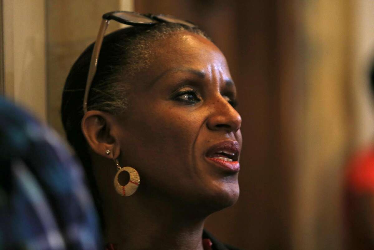 Oakland City Councilmember Desley Brooks discusses her proposal for a Department of Race & Equity during a town hall meeting at City Hall in Oakland, Calif., on Thursday, March 19, 2015.