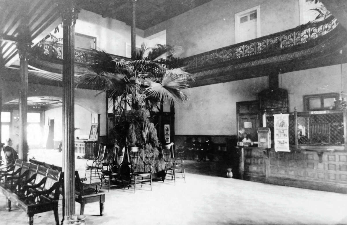 This historic image of the Menger Hotel shows the original lobby as it looked in 1859. Click through for a star-studded haunting tour of this San Antonio icon.