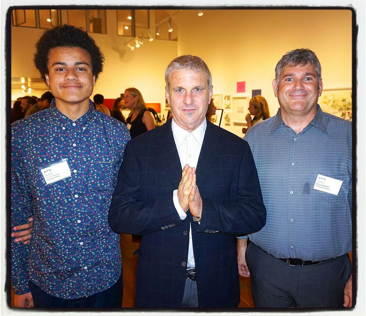 First Exposures mentee Jacob Weber (left) with photographer Jim Goldman and Executive Director Erik Auerbach at Root Division Gallery. Nov 2015.
