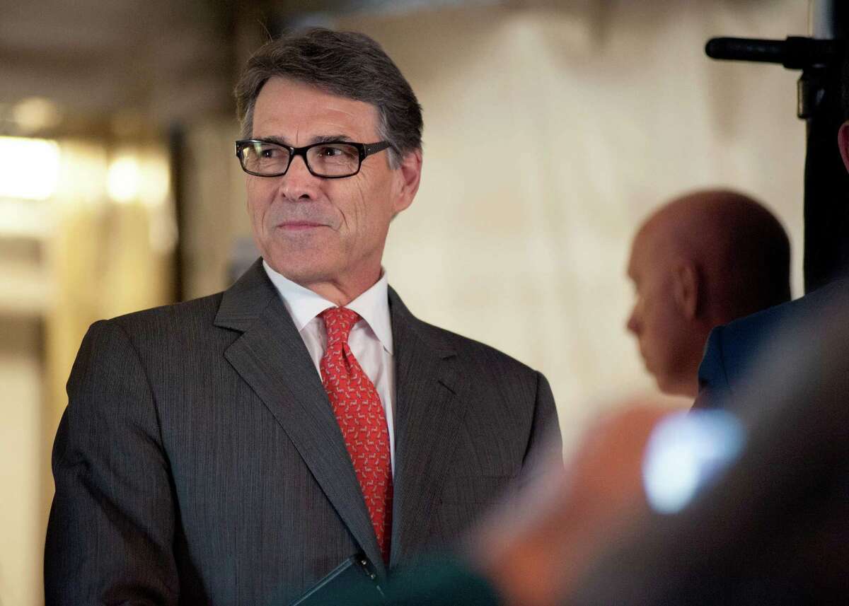 Republican presidential candidate former Texas Gov. Rick Perry prepares to speak at the Eagle Council XLIV, sponsored by the Eagle Forum in St. Louis Friday, Sept. 11, 2015. During his speech Perry ended his second bid for the Republican presidential nomination, becoming the first major candidate of the 2016 campaign to give up on the White House. (AP Photo/Sid Hastings)