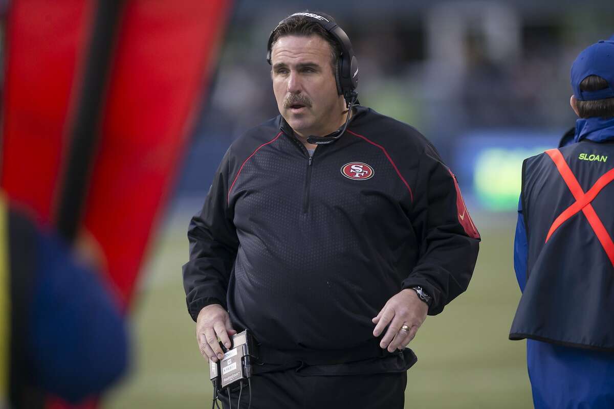 SEATTLE, WA - NOVEMBER 22: San Francisco 49ers head coach Jim Tomsula walks on the sidelines during the second half of a game against the Seattle Seahawks at CenturyLink Field on November 22, 2015 in Seattle, Washington. The Seahawks won the game 29-13. (Photo by Stephen Brashear/Getty Images)