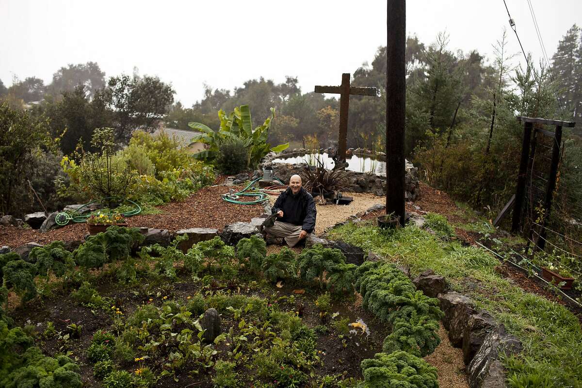 Michael Devadattan Faryan, master gardener of New Camaldoli Hermitage Monastery, tends to the garden where he grows fruits and vegetables in the rain in Big Sur, Calif., Saturday, November 17, 2012. The monks make money by selling the granola, which they make on-site, and holiday fruit cakes, which are now made off-site in Seaside, Calif.