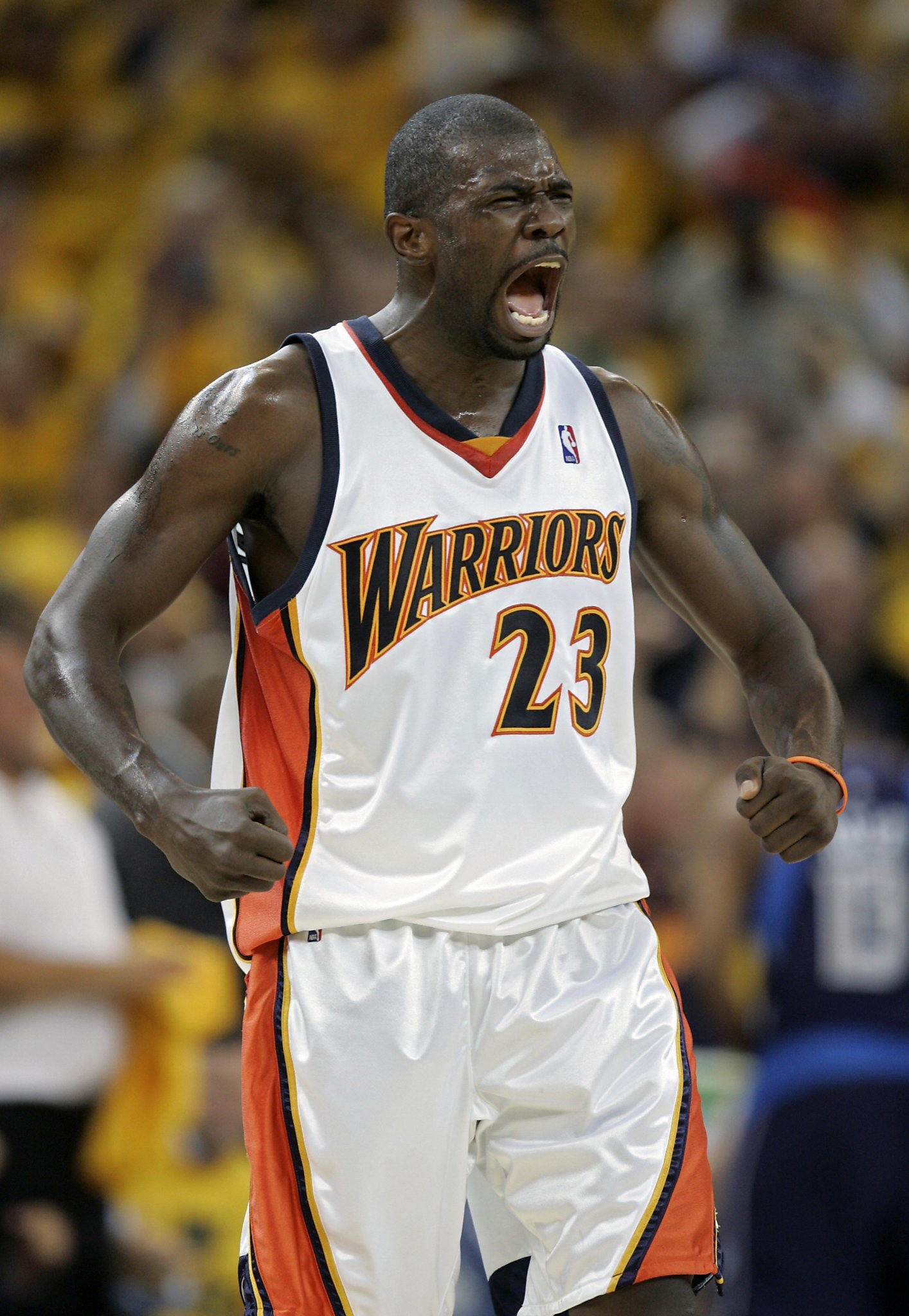 Golden State Warriors Jason Richardson (23) takes a free throw following a  flagrant foul by the Minnesota Timberwolves at the Oracle Arena in Oakland,  California on April 15, 2007. The Warriors defeated