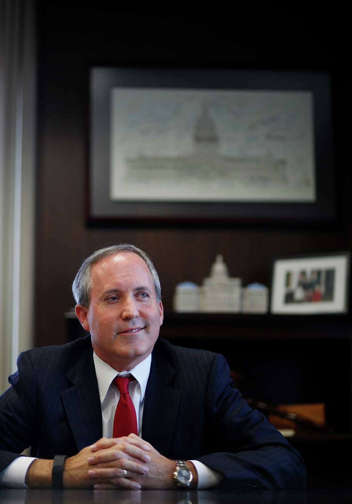 Texas Attorney General Ken Paxton is interviewed inside his Austin office, Wednesday, Oct. 7, 2015. ( Mark Mulligan / Houston Chronicle )