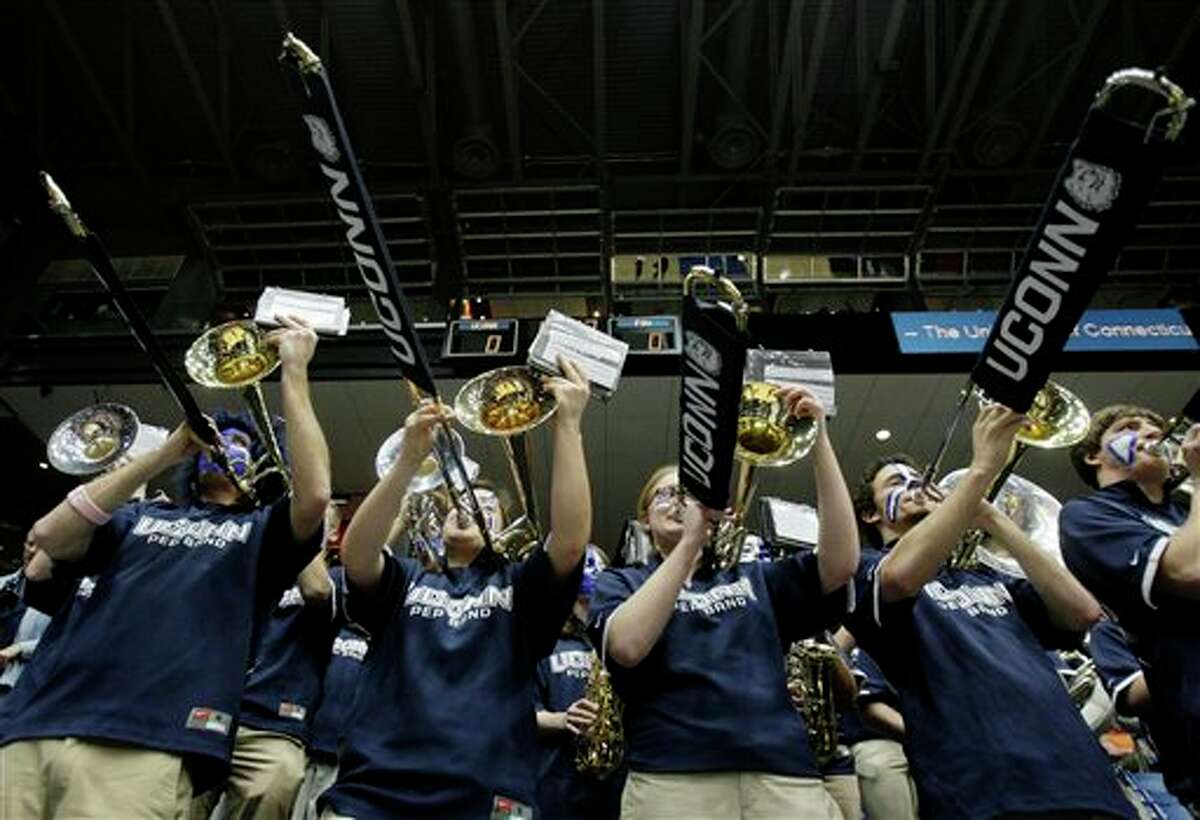 The Connecticut band performs before the NCAA Dayton Regional final college basketball game against Florida State Tuesday, March 30, 2010, in Dayton, Ohio. (AP Photo/Mark Duncan)