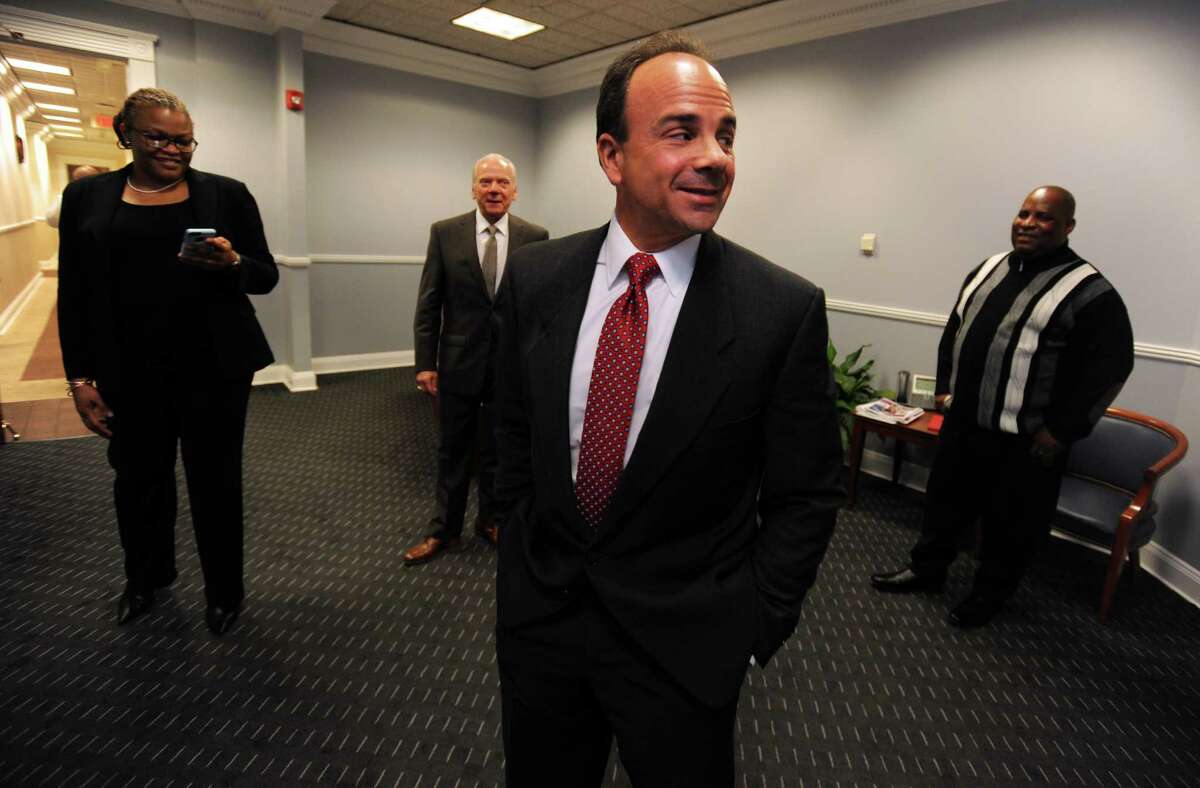 Bridgeport Mayor Joe Ganim stands in the reception area of the mayor's office at the Margaret E. Morton Government Center Tuesday, Dec. 1, 2015.